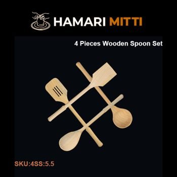 4 Pieces Wooden Spoon Set